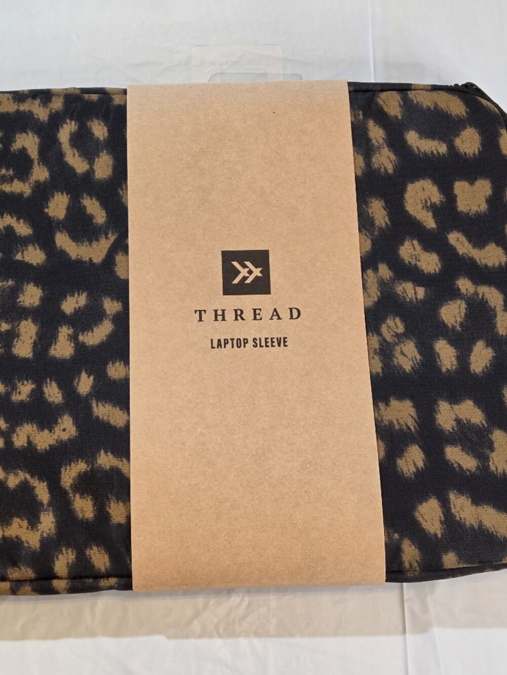 THREAD Leopard Print Laptop Sleeve in Black and Brown